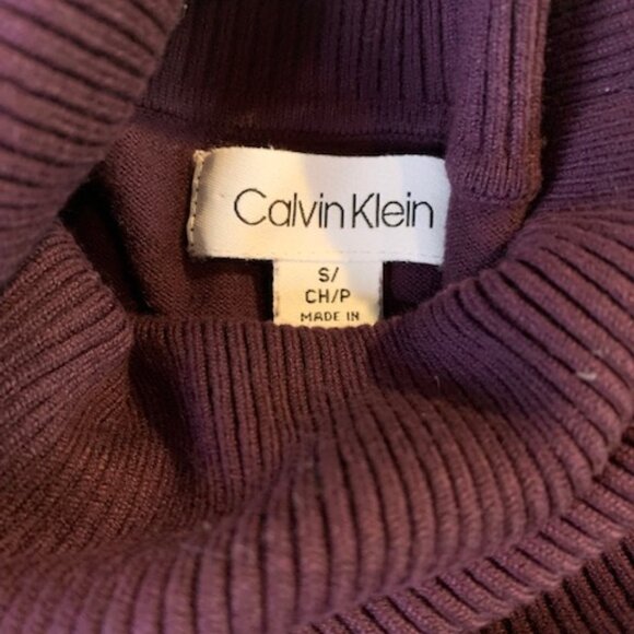 Calvin Klein Women's Size S Turtle Neck Long Sleeve Color Block Knit Sweater - Picture 2 of 8